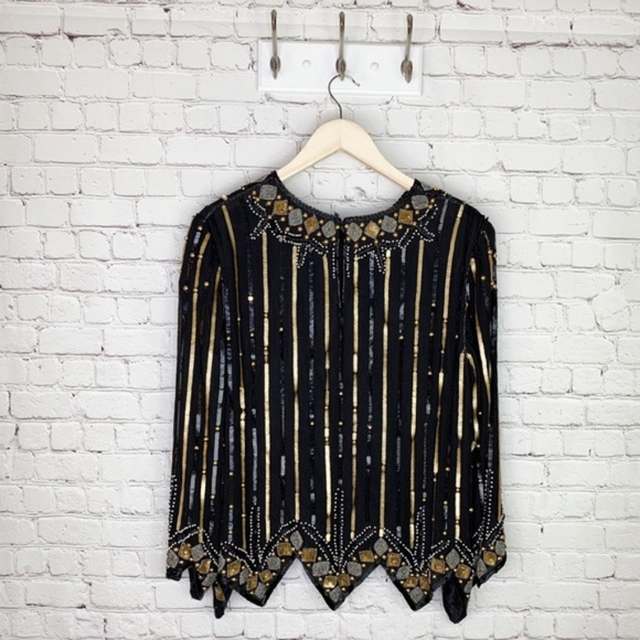 VTG Jewel Queen 100% silk blouse Jewel Queen - Picture 2 of 3